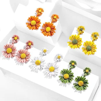 Százszorszép Virág Fülbevaló Fülbevaló Egyszerű Stílusú, Fehér Narancs Zöld Fehér Virág Fülbevaló Nők Szeretője Ajándék Fülbevaló
