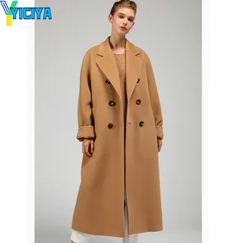 YICIYA Női ballonkabát kasmír kabát széldzseki új felsőruházat Női külső kétoldalas bársony hosszú kabátban, Tweed kabát
