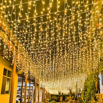 3Mx1M / 3Mx3M Jégcsap LED String Fény Karácsonyi Manó Fény Garland Szabadtéri Esküvő/Fél/Függöny/Kerti Dekoráció Otthon